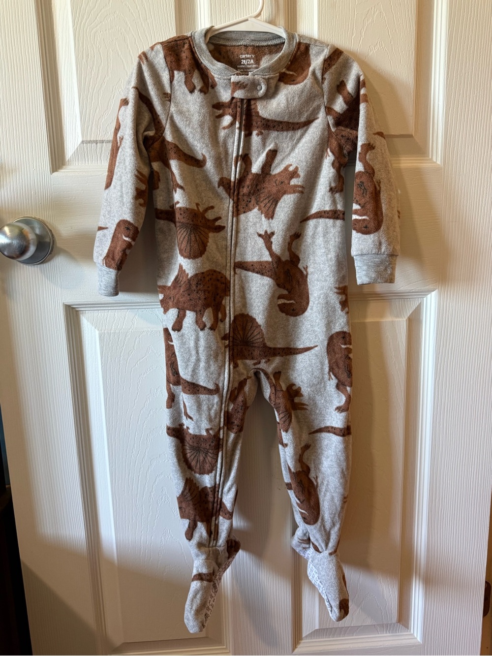 Carter's 2T Gray and Brown Dino Fleece Sleeper - 2/$10 Fleece Sleepers